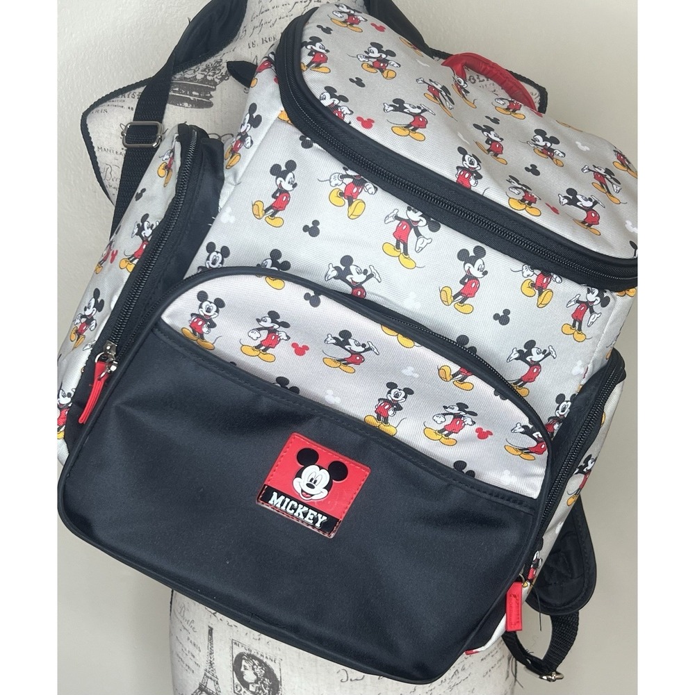 MICKEY MOUSE Diaper Bag 15-in Backpack Changing Pad Clear Pack Multi-Pocket NEW - Picture 2 of 16